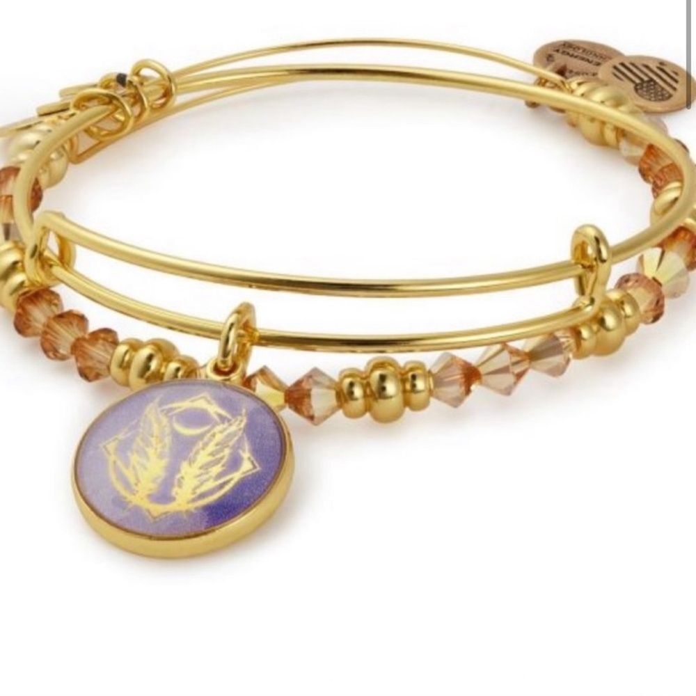 Alex and Ani Godspeed Art Infusion Crescent Moon, Feathers and Beads Bangle Set